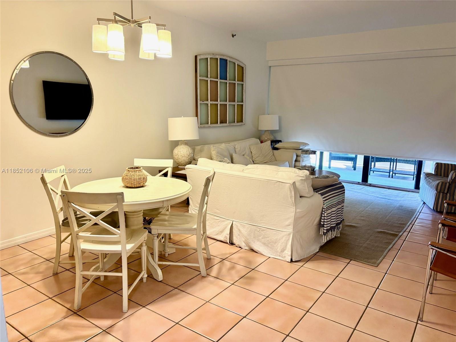 Tidemark at Key Colony best LANAI with patio unit for rent. Furnished and equipped. Located at 1st floor with large patio with easy and direct access to the beach. Substantially renovated. Over 1000 sqft large 1 bed 2 full baths. High ceilings, open kitchen and large pantry. New appliances. Washer and dryer inside. Living and dining with beach flavors decoration w/ sleep sofa. Master bedroom w/ spacious walk-in closet, king size bed and extra twin. Renovated marble bath. Resort style building w/ security, management on site, pol, gym, parking, tennis courts, beach access, recreational room...etc. Steps to Key Biscayne shops and restaurants. Available soon , 6 months minimum, preferable 1 year NO PETS