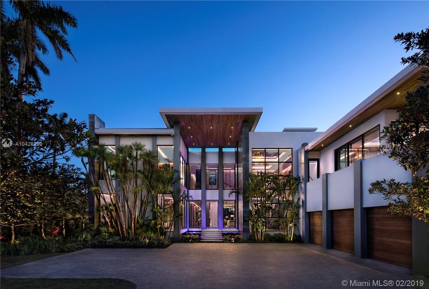 Stunning contemporary home w/ 120' of WF on guarded Sunset Island II. Combining opulent European-style luxury, elegant design & advanced engineering to create an exceptional residence. No expense was spared in the homes interior utilizing luxurious finishes to complement its grandeur.  Spanning over 12,000 s/f of living, a master BD wing w/ his & hers baths & closets, elevator, chef's kitchen, game room, & more. A smart home w/ state of the art amenities, encased by sheer glass walls, creating a seamless blend of indoor & outdoor living, rooftop terrace, gazebo w/ kitchen, gardens, balconies, water features, & more. This home is available fully furnished for $27,500,000.00 Another masterpiece produced by the collaborative efforts of Brett Palos, Bart Reines Construction & Argent Design.