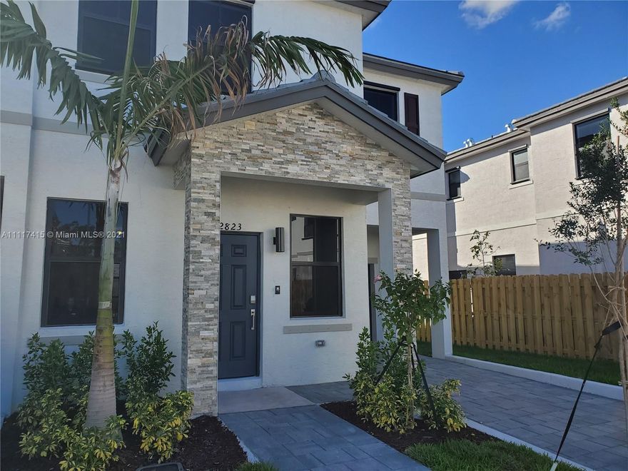 New Town Home 3be/2.5ba 1 car garage in Ft. Lauderdale, paved driveway for up to 2 plus covered garage. Built 2019, Corner unit, this fantastic smart townhouse offers full automation features. SS GE Appliances, White wood cabinets 36", with quartz countertop, modern tile main floor and luxurious carpet in 2nd floor, dramatic 9’1” ceiling in first & second floor, full size washer & dryer upstairs, built with energy saving features that will lower your bills, fenced backyards, gated community, resort-style and very quiet community, swimming pool, excellent location close to main highways, Port Everglades, and transportation, less than 5 miles to the beach, FAST Approval! THIS is A MUST SEE!!!