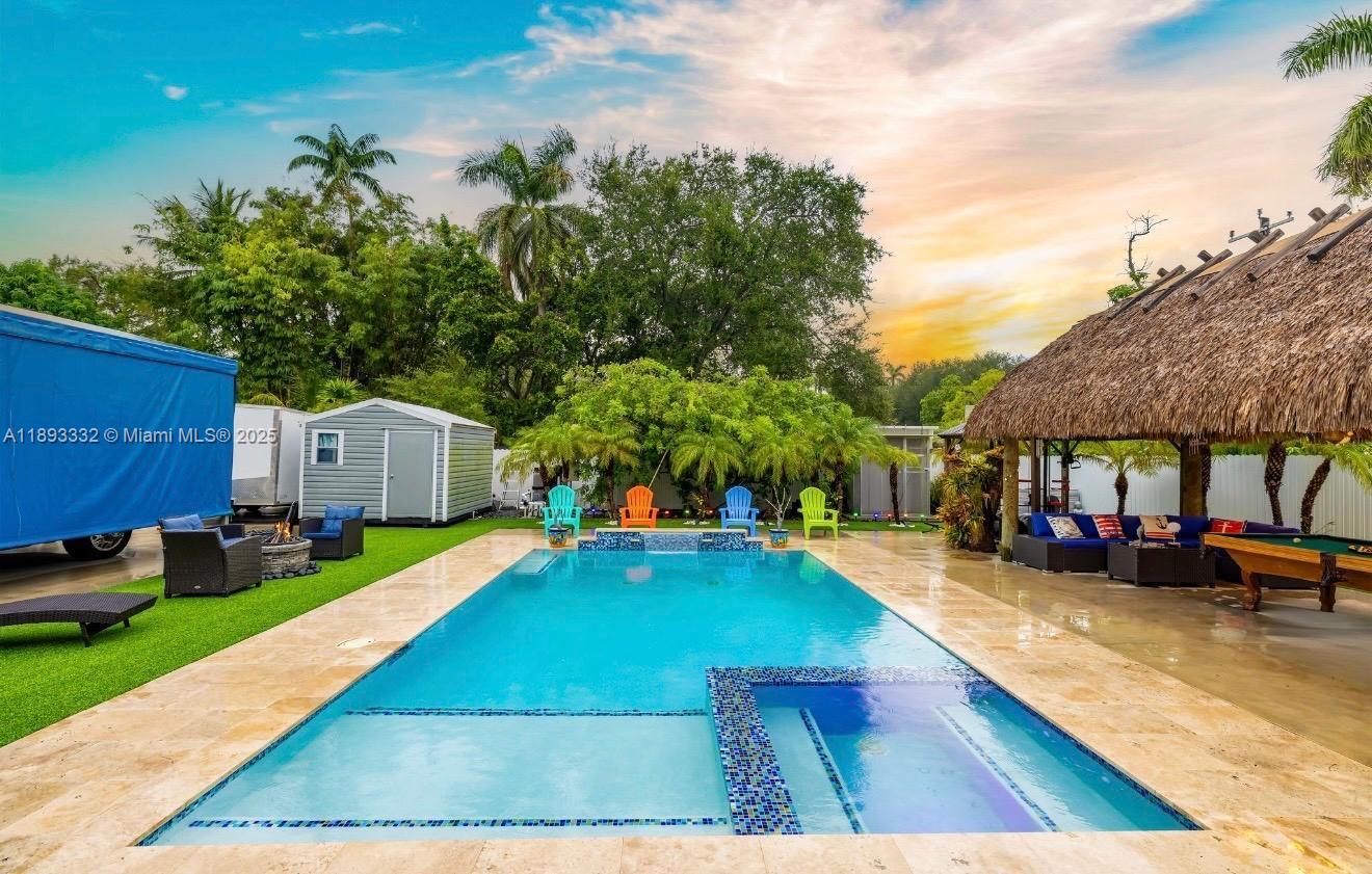 Welcome to this stunning fully remodeled single-family home in the highly desirable Miami Springs neighborhood. This residence offers the perfect blend of modern luxury and outdoor living.
Enjoy a resort-style backyard featuring a sparkling pool, elegant outdoor gazebo with a playroom, and a fully equipped summer kitchen/BBQ area designed for entertaining family and friends. The property also boasts an outdoor gym area, perfect for wellness and active living.
Inside, you’ll find a thoughtfully redesigned floor plan with spacious living areas, elegant finishes, and abundant natural light throughout. Every detail has been carefully curated to provide comfort, style, and functionality.