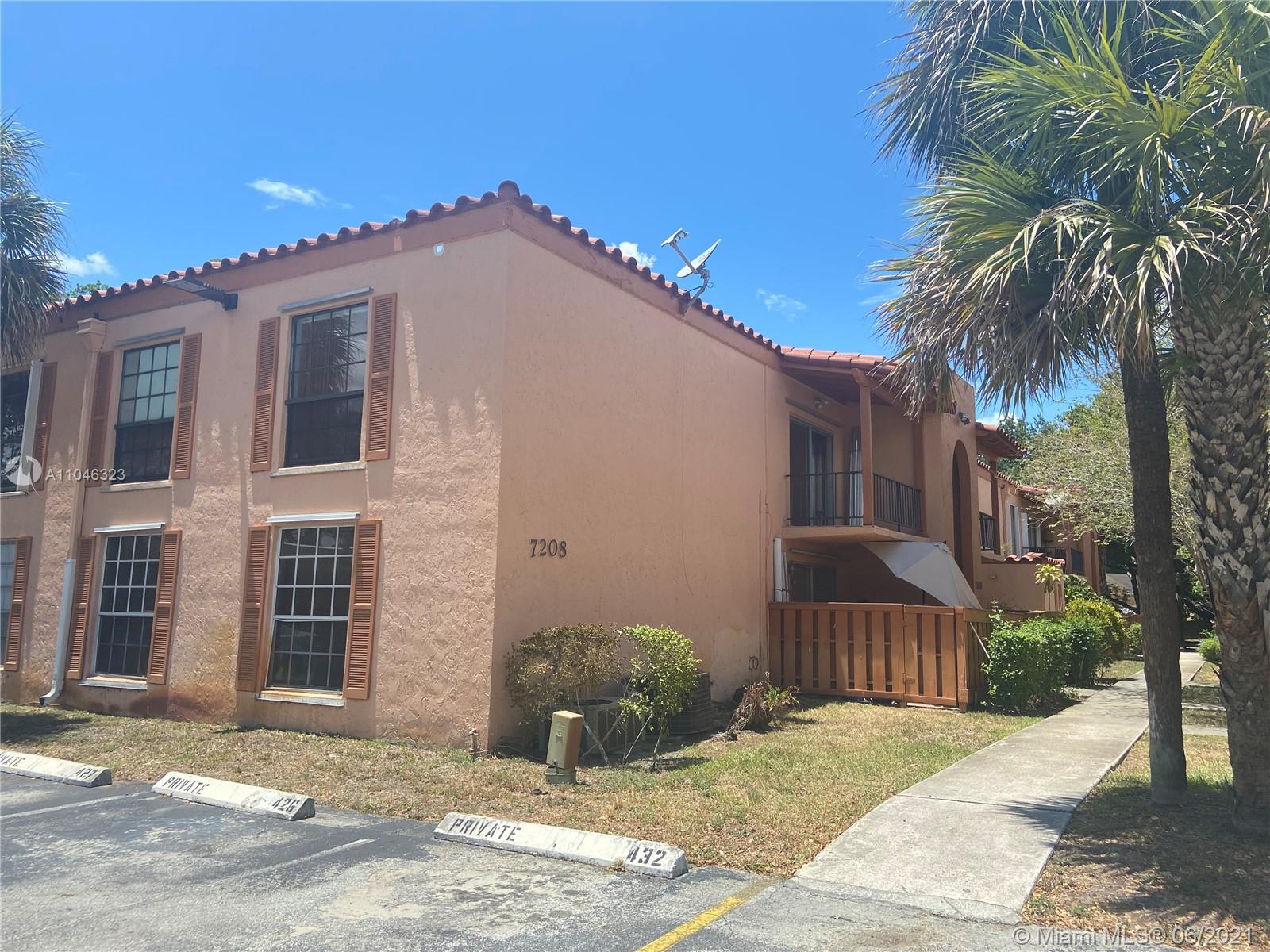 Great location in desirable Miami Lakes zoned for excellent schools. Walking distance to Cypress Villas shopping center's excellent restaurants, medical offices, boutique stores. Near Main Street and Shula's Fitness. This upstairs corner unit is fully-tiled with enclosed balcony and aluminum shutters. Plenty of guest parking.
Large laundry facility just downstairs from the unit and can be seen from the balcony. Mailboxes at the foot of the stairs to the unit. View of your parking space from master bedroom. Amenities include gym, tennis court, and pool. Nighttime security patrol. Located close to the Palmetto Expressway for easy commute to work.