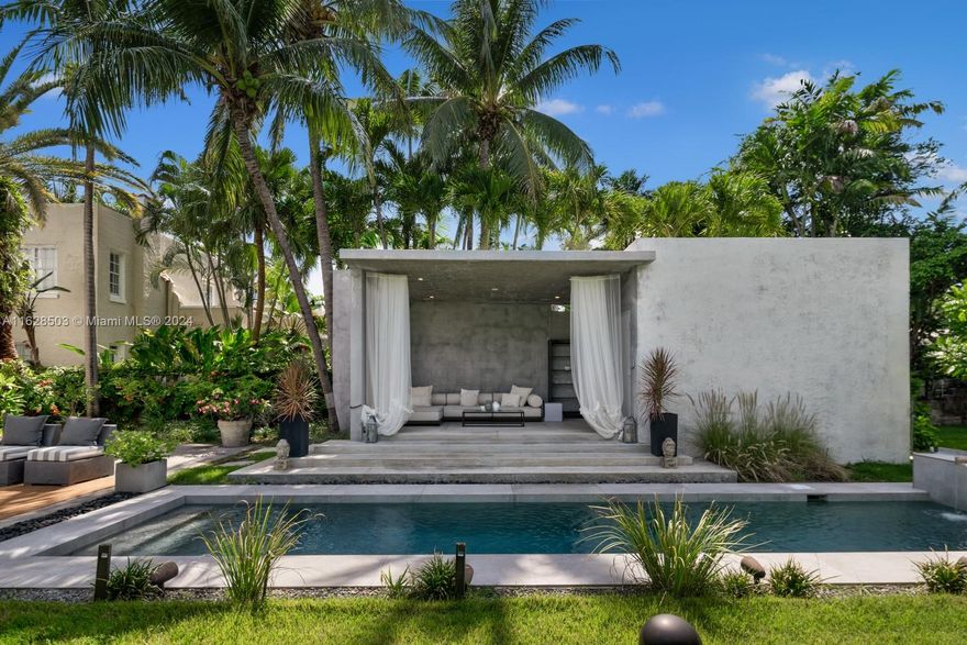 A stunning modern Mediterranean masterpiece in prestigious Mid-beach, this exquisite estate offers unparalleled luxury and sophistication. Main house boasts 3 bed/2.5 bath with additional guest house with studio + bath. The primary suite is a serene retreat with a spa-like bathroom and large walk-in closet. An entertainer’s dream with pristine salt water pool and lush landscaping creates a private oasis. Lighting, climate, entertainment and security are effortless and intuitive with state-of-the-art technology designed to elevate modern living. Welcome to the ultimate Miami Beach experience.