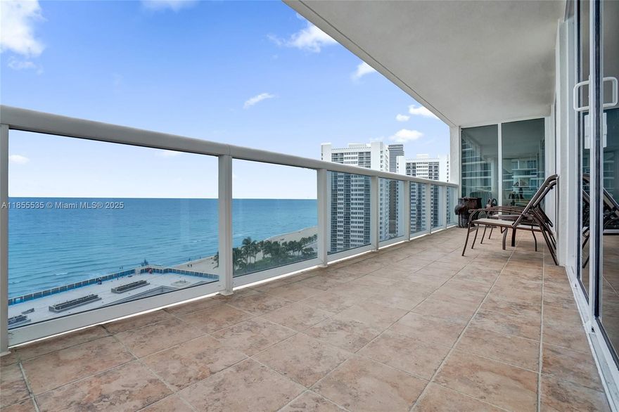 Rarely available direct ocean corner residence offering 3 bedrooms, 3.5 baths, and 2,078 SF of interior living space. Floor-to-ceiling glass doors capture panoramic ocean views from every room, while a wrap-around balcony provides seamless indoor-outdoor living. Features include marble flooring throughout, a modern European-style kitchen with granite counters, premium KitchenAid appliances, and ample storage. Located in the prestigious Beach Club Towers, enjoy world-class amenities: 50,000 SF fitness center and spa, five heated pools, 24-hour valet, concierge, and full-time security. Resort-style living at one of Hallandale Beach’s most desirable addresses. 2 cover parking spots and storage.