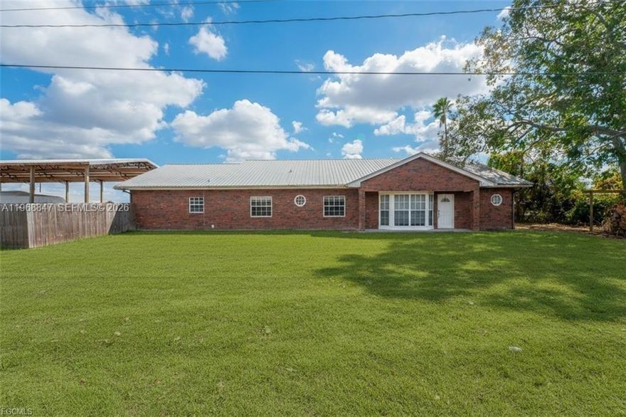 Beautiful brick home with a metal roof, screened (caged) pool, and a massive 30' x 60' newer pole barn in desirable Fort Denaud! This three-bedroom, two-bath residence offers 1,842± square feet under air with a spacious open floor plan designed for comfortable everyday living and easy entertaining. Situated in the Quail Run subdivision with NO HOA and NOT located in a flood zone, the property sits on a generous .47± acre cul-de-sac lot within an established neighborhood. If you’ve been searching for space, privacy, and room for all your toys or hobbies, this could be the one you’ve been waiting for!
