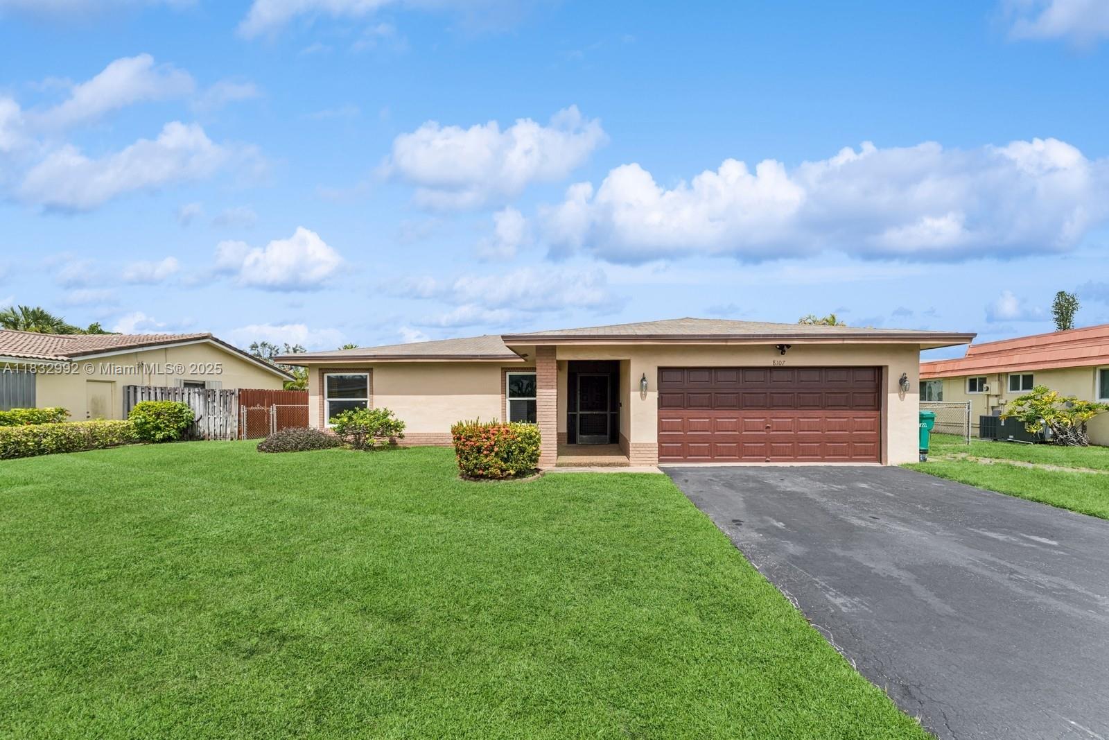 This beautifully designed 4-bedroom, 2-bath home features an open floor plan with a spacious kitchen, granite countertops, stainless steel appliances, and a center island for convenient living and entertaining. All bedrooms are generously sized, including a large primary suite with a walk-in closet. Enjoy the oversized screened-in patio and fully fenced backyard—private, spacious, and full of potential. A 2-car garage adds convenience, and the low $148 annual HOA includes a community pool, tennis and basketball courts, playground, picnic areas, and more!