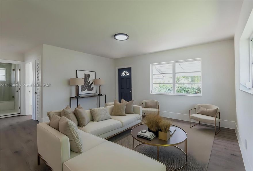 Beautifully Renovated Home in 55+ Community 2-bedroom, 1-bathroom home. Property with new laminate flooring throughout, a beautifully updated bathroom, and a modern kitchen equipped with brand-new stainless steel appliances. Fresh interior & exterior paint, new lighting fixtures, and updated systems, including a central A/C and a new mini-split unit in the spacious family room, make this home turn-key. The community clubhouse and pool. The low HOA fee includes lawn care, access to the clubhouse, and pool maintenance. newer roof, A/C unit, water heater, and electrical panel. Located near the Turnpike and Sawgrass Expressway, with easy access to local shopping, dining, and medical facilities. No minimum credit score is required. *** MOTIVATED SELLER and will entertain reasonable offers ***