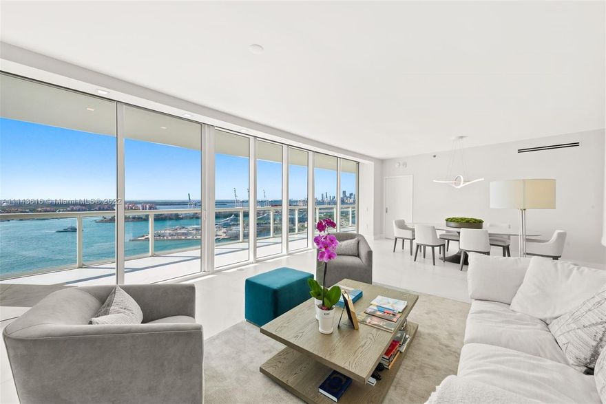 This is a phenomenal opportunity to own a premier 01 line unit.  Fully remodeled/renovated w/ all new appliances & brand new furniture at Icon South Beach, Philippe Starck's first Miami Beach residential project in the prestigious South of Fifth neighborhood. Enjoy impressive vistas from your 800 SqFt wraparound terrace of Biscayne Bay, all islands surrounding SoBe, parading cruise ships & the dramatic sunsets over Miami's skyline. Luxe amenities include new bi-level pool deck with a plethora of outdoor lounges, relaxation gardens & alfresco italian cafe, full service spa, pro-fitness center, 2 pools, concierge & 24hr valet. Live the best lifestyle SoFi offers with top restaurants steps away, a mega yacht marina leading to the beach and South Pointe, arguably Miami's most beautiful park.