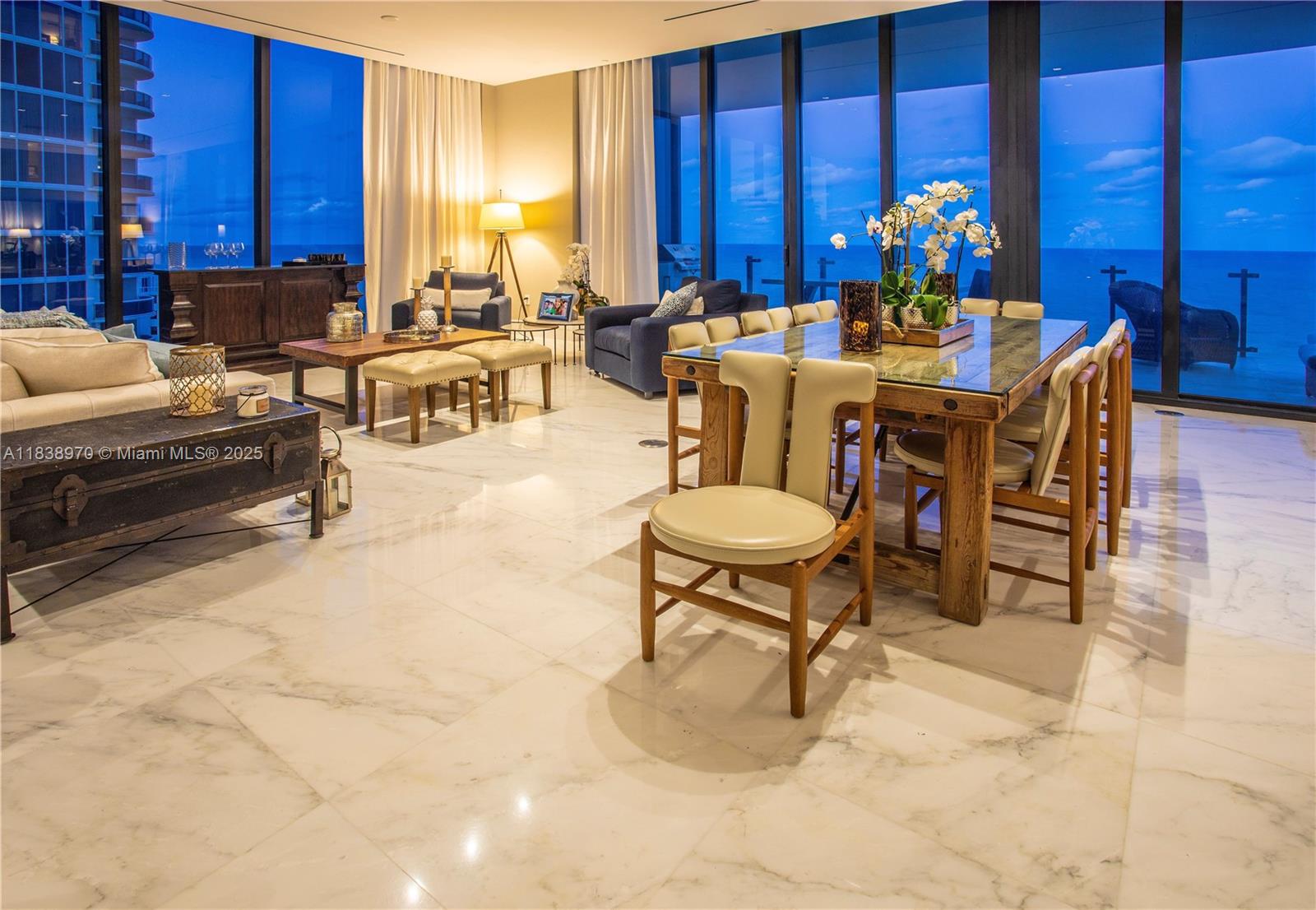 Step into resort-style elegance with this fully furnished 3-bedroom, 3 & 1/2 bath residence in the heart of Sunny Isles Beach.
Turnkey Furnished with designer décor — just bring your suitcase! Soaring Ceilings create a spacious atmosphere.
Premium Kitchen Appliances — perfect for entertaining or everyday luxury
Floor-to-Ceiling Windows bathe the space in natural light and offer stunning ocean views
Private Balcony to enjoy the warm sea breeze and panoramic skyline.