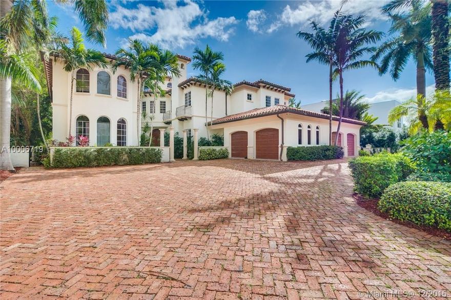 One of the most Elegant Estates in Golden Beach: 7800sqft, 6bdrms/6.5bath, living/dining room w/ very high ceiling, family room w/ breakfast area, gourmet eat in kitchen, master suite with his & her bathrooms, butler's pantry, maid's quarter, theater, & office w/ built ins. Great pool area w/ outdoor space for entertainment, BBQ, dock with new lift and boat (included in sale). 4 car garage, over sized circular driveway, double gated entry, and Old Chicago brick ambiance charm in the courtyard fountain.