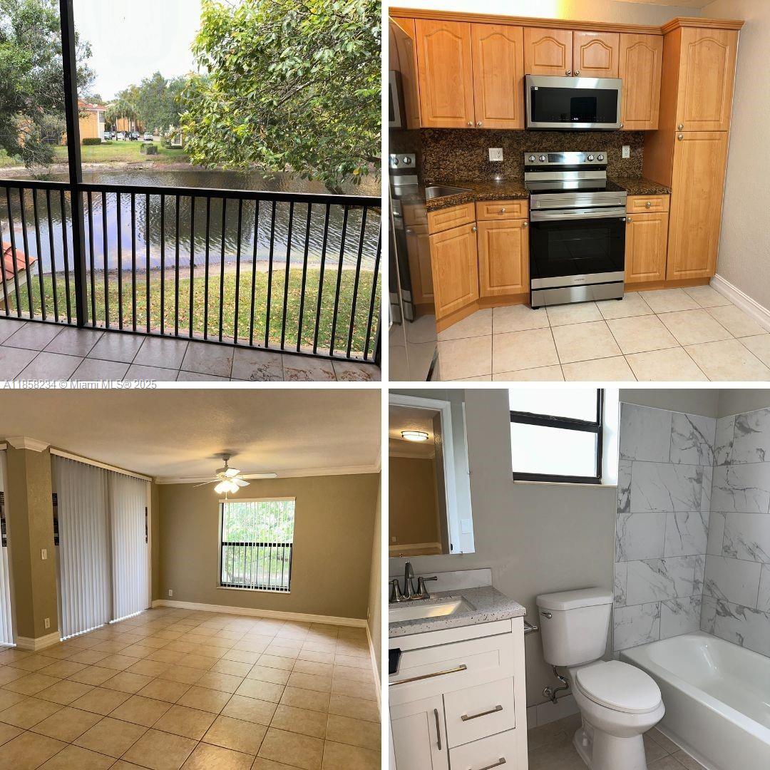 Awesome water view from this upgraded 2/2 in Coconut Creek apartment. Can move in right away. No hoa approval. Freshly painted interior, All NEW applicances in the kitchen, new laminate flooring in the bedrooms. Totally renovated primary and guest bathrooms, new ceiling fans and light fixtures throughout. New vertical blinds throughout, new screens in balcony. Rental payment includes internet, cable TV, pool, and the gym. A short walk to the pool. Residents can enjoy 2 pools, a gym, & recreational activities offered by The Township. Pet friendly community. Great location - easy access to highways. You will love living here.
