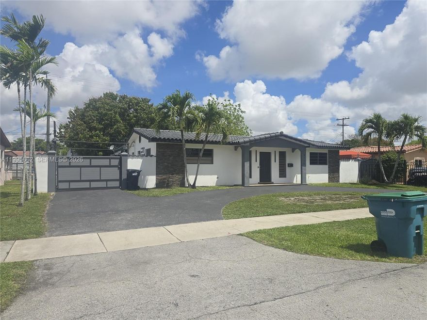 Beautifully renovated single-family home located in the desirable area of 9725 SW 15 St, Miami, FL. This move-in ready property features a modern open layout with polished concrete floors throughout, offering both durability and style. The updated kitchen showcases granite countertops, stainless steel appliances, and ample cabinet space, perfect for everyday living and entertaining. The home includes upgraded bathrooms with contemporary finishes and a sleek glass-enclosed shower. Spacious bedrooms with generous closet space provide comfort and functionality. A dedicated laundry room adds convenience with washer and dryer included. Enjoy a large driveway with plenty of parking space and a well-maintained yard, featuring mature fruit trees including mango, mamey, and avocado, perfect for outdoor enjoyment or a future pool. The property features a newer roof style and a clean, modern exterior design that enhances curb appeal. Conveniently located near major highways, shopping centers, restaurants, and schools. No HOA. Easy to show.