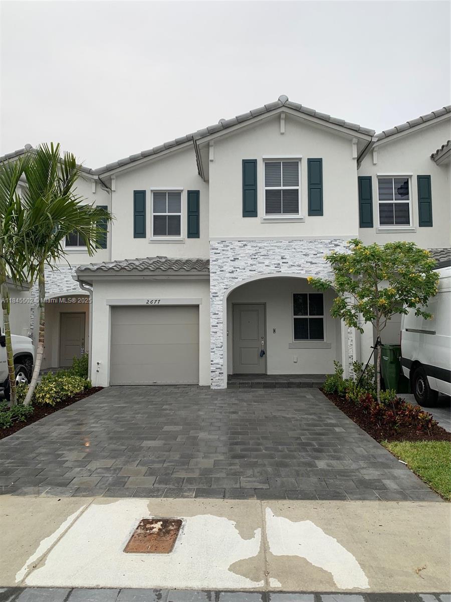 2021 Construction Townhouse located in the Gated Community of The Riviera from Lennar Builders. Be the second family to live in this pristine unit with many upgrades, 3 bedrooms, 2 full baths with glass shower doors located on 2nd floor for full privacy and a half bath on first floor. Stairs and all area on second floor features wood look PVC floors. First floor tiles throughout and all windows with blinds for privacy. Patio is completely fenced with pavers and plants designed to enjoy full patio area and convenient low maintenance. Great chef's kitchen features tall & wooden cabinets & top of the line stainless steel appliances. Laundry room with washer and Dryer included. Many guests parking available. This WIFI certified home allows you to enjoy signal in every corner of the room.