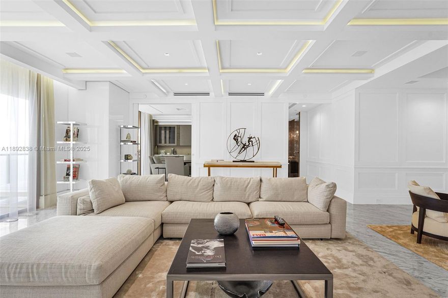 Residence 2104S in the South Tower at The St. Regis Bal Harbour. This 3,003 sq ft residence features 2 bed (media room/den) & 3.5 baths. Originally a 3-bed, now redesigned into a grand master suite with his & her closets, media room, and den. Wolf, Miele & Sub-Zero appliances, Sonos smart home system, Baccarat lighting, and expansive balconies with breathtaking ocean, bay & city views. Fully remodeled with high-end finishes and furnished by B&G Design. Enjoy 5-star resort amenities including butler & concierge service, Remède Spa, fitness center, oceanfront pools, private cabanas, gourmet dining, children’s club & valet. Units 2104S & 2103S available individually or combined (connected via balcony & elevator corridor), offering 6,559 sq ft, 6 bed + den, 6 full + 2 half baths, & 2 kitchens.