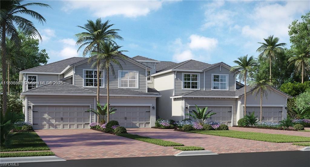 Spacious 3BR/2BA Arrowhead Model Coach Home in National Golf & Country Club at Ave Maria. Non-golf bundled new construction with split-level layout for privacy. Features include SS appliances, ceramic tile in main areas, carpet in bedrooms, white cabinets, quartz countertops, designer blinds, impact windows and sliding doors, laundry room, screened-in lanai, and concrete tile roof. Owner’s suite offers double sinks, walk-in shower, and large walk-in closet. Photos are of model home. Enjoy resort-style amenities: 5 pickleball courts, tennis, pools, grill, restaurant, gym, spa, yoga/aerobics studio. Close to Ave Maria town center, university, grocery, and dining.