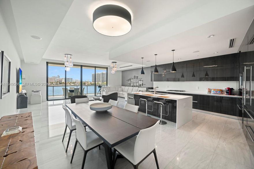 This spectacular, furnished, and decorated 3BD/4.5BA unit is one of the best lines at Echo Aventura. Large unit, Direct Bay Views! Residence has a private elevator and foyer, high ceilings, a bright and spacious layout, smart home technology with in-ceiling audio, an oversized balcony with a summer kitchen and BBQ, a gourmet kitchen with Subzero appliances and a Wolf GAS range. The master suite includes a midnight kitchen, an oversized master bath with a soaking tub, and a large walk-in closet. An additional service suite with maid’s quarters, a full laundry room, and a full bath can be converted into a 4th bedroom. Designed by architect Carlo Otto. 5-star amenities include a bayfront infinity-edge pool, a 4,000 SF fitness center with a yoga room, dog walking service, and café/restaurant. Vacant, Easy to show.