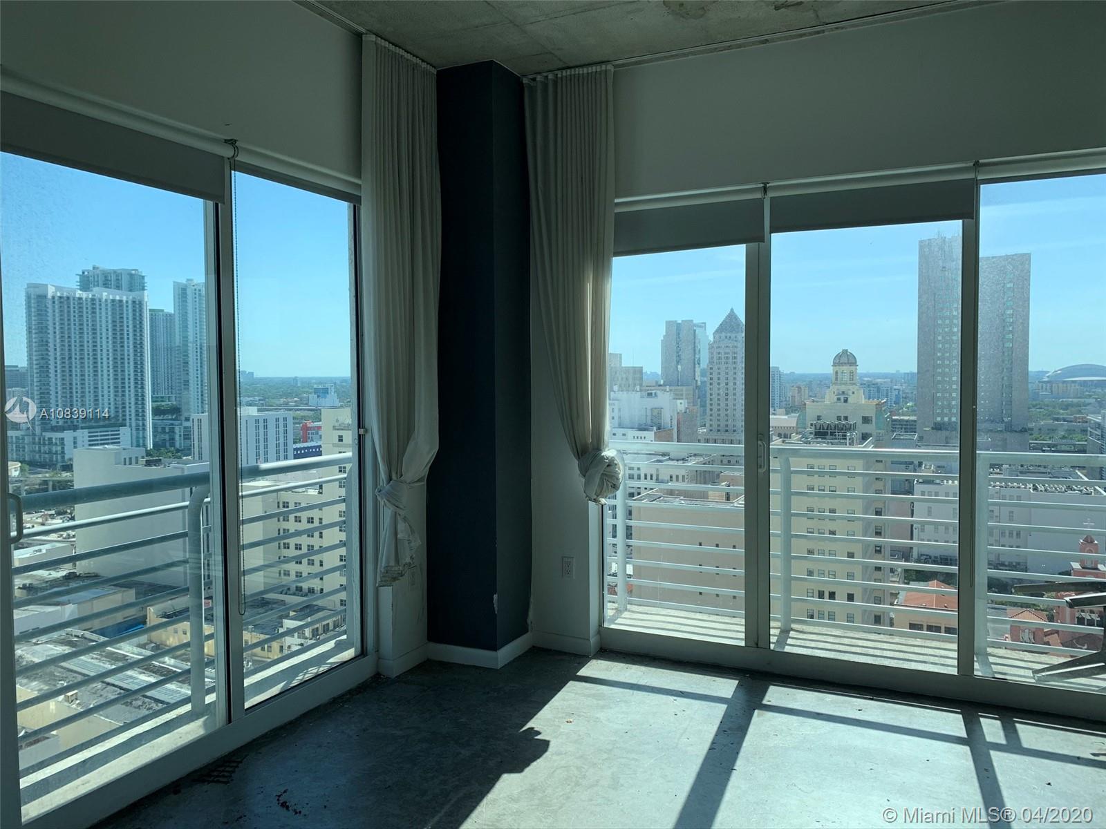 Enjoy the stunning Miami Skyline and bay views from this 2/2 loft with enclosed doors for privacy unlike the others. Ultra modern, easy-to-care polished cement floors and cement ceilings add the NYC industrial feel with a Miami twist! Extra closet space, built in closets, stainless steel appliances. Location is best of Downtown Miami has to offer. 5 minute walk to Whole Foods, Movie Theatre, Walk to AA arena, Bayside Mall, 15 min walk to the new Brickell City Center, several of the cities best hotels and restaurants in the neighborhood, CVS, Walgreens, Starbucks and etc. Easy access to Metro Movers. One parking spot included. Rooftop gym, sauna and lap pool in the building, business center. Lobby attended with 24 hr security, cable & wifi , 1 parking space included.