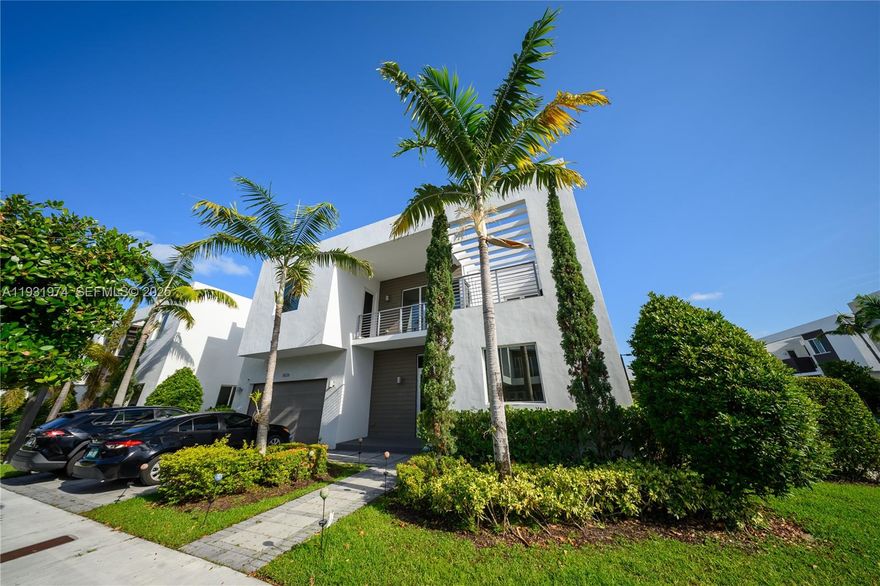 Stunning Modern architecture single-family home in the desired Modern Doral 60 community, 5 bedrooms and 5 bathrooms. Great backyard with private pool, ideal for entertaining. Next to Palmetto and Turnpike highways, and only steps away from shopping center with Supermarket, Banks, Parks and Restaurants. Enjoy the community amenities, including a pool, gym and clubhouse. Located near top-rated A+ schools. The house features a spacious kitchen with top-of-the-line appliances, alarm, wine fridge, gated community, perfect for family life and entertaining. it's a lifestyle choice for those seeking comfort, convenience, and luxury in Doral.