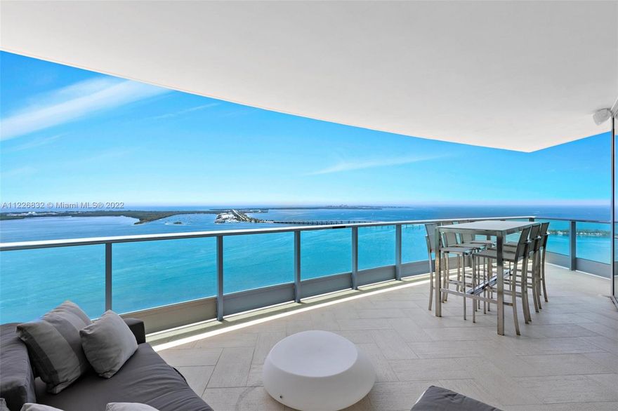 Best Line rarely available at Jade Brickell: South Corner 4 bed - 4.5 bath with Breathtaking Panoramic Bay Views. Gorgeous floor-through unit providing a unique East, South and West exposure. Has 3 large outdoor terraces and offers the most updated and upscaled finishes and upgrades. Private elevator direct access and private foyer leading to a huge living & dining area with unobstructed water views. This residence features a modern kitchen with top of line Miele appliances, family room, huge laundry room and is 100% Domotic with Sonos sound system, motorized window treatments and dimmer lighting. Impact windows and doors. Comes with 2 parking and 1 storage. Beyond its prestige luxurious lifestyle, Jade offers a secure biometric entrance, concierge, valet, infinity pools, gym, spa and more