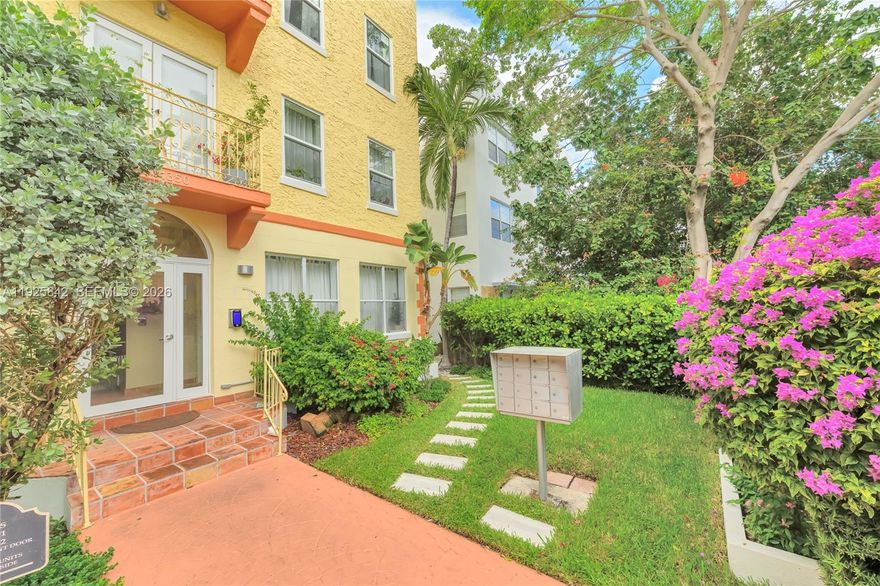 Stylish and rare split-level 2-Bed / 1.5-Bath condo offering nearly 950 sq ft, high-volume ceilings, and great natural light in the iconic Art Deco Bristol Building. Live steps from the sand, Lincoln Road, and Española Way in this gated Miami Beach landmark. The home offers an open-concept main level, large windows, and a renovated eat-in kitchen. Tile and wood flooring complement the space, and the split-level layout provides comfortable separation between the living and bedroom areas. A spacious custom bathroom and the convenience of an in-unit washer and dryer add to the home’s comfort. Located near the beach, Flamingo Park’s pool and tennis courts, and a wide range of dining and shopping options, this residence offers a central Miami Beach location with classic Art Deco charm.