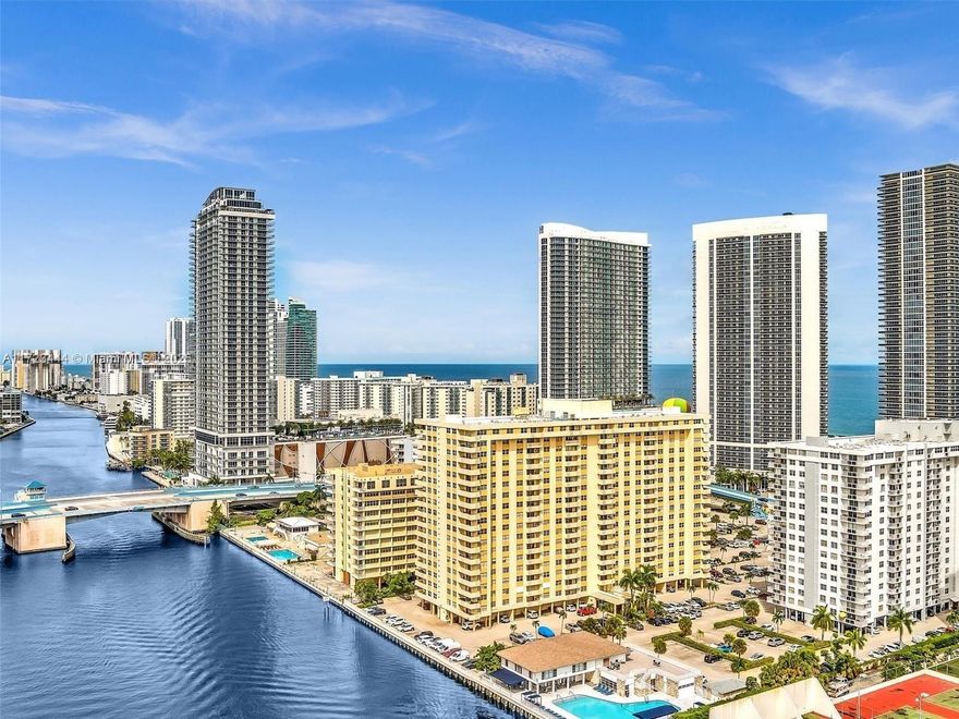 Right across the street from the beach! Incredible opportunity to own a high floor 2/2 apt- 1,100 Sq. Ft
Amazing view of the canal and partial ocean view from the high floor. The building has been significantly upgraded: new elevators, alarm & security systems, new lobby & renovated recreation center. The beautiful pool area situated directly on the Intracoastal, gym, sauna, billiards & card room. Gulfstream Village & Casino, featuring large shopping & entertainment area have made Hallandale a coveted area for many investors. Close to airports. Apartment can be rented after 1 year of ownership.