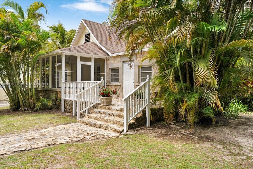 Charming 1929 Miami home located directly across from the prestigious Deering Estate. This 2BD/2BA residence with a separate studio apartment sits on an expansive 15,000 sq ft corner lot, an exceptional opportunity for buyers seeking character, prime location, and long-term value. Featuring a classic Key West-style front porch and original architectural details, this property is ready for a full remodel to restore its historic charm. This home presents a rare opportunity for a buyer who appreciates architectural history and would consider preserving the integrity and structure of this unique residence. Plenty of space to create your dream outdoor oasis with a pool, lush landscaping, and multiple entertaining areas. Ideal for multi-generational living, income-producing potential, or a thoughtfully executed renovation.
Enjoy a lifestyle surrounded by nature, scenic walking trails, waterfront views, dining, and year-round cultural events just steps away. Photos have been enhanced to illustrate what the original flooring could look like once restored. Don't miss this rare opportunity to reimagine a true Miami classic in a highly desirable location.