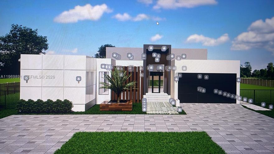 Stunning new construction featuring 4 spacious bedrooms, each with its own private full bathroom, plus a dedicated office/den ideal for working from home. This modern architectural masterpiece offers an open-concept layout seamlessly connecting the gourmet kitchen, dining area, and living room—perfect for entertaining and everyday living.

The open kitchen design flows beautifully into the main living spaces and overlooks the pool area, creating true indoor-outdoor living. Step outside to your private backyard retreat featuring a sparkling pool, summer kitchen, and cabana bathroom—designed for year-round enjoyment.

Every bedroom includes a generous walk-in closet, providing both comfort and functionality. Smart home ready with modern infrastructure for today’s technology needs.

Two-car garage with sleek contemporary exterior design. The buyer is right on time to personalize the home—select flooring, interior and exterior paint colors, and appliance packages. Estimated completion Autumn 2026.

Don’t miss the opportunity to customize this exceptional home and make it uniquely yours.