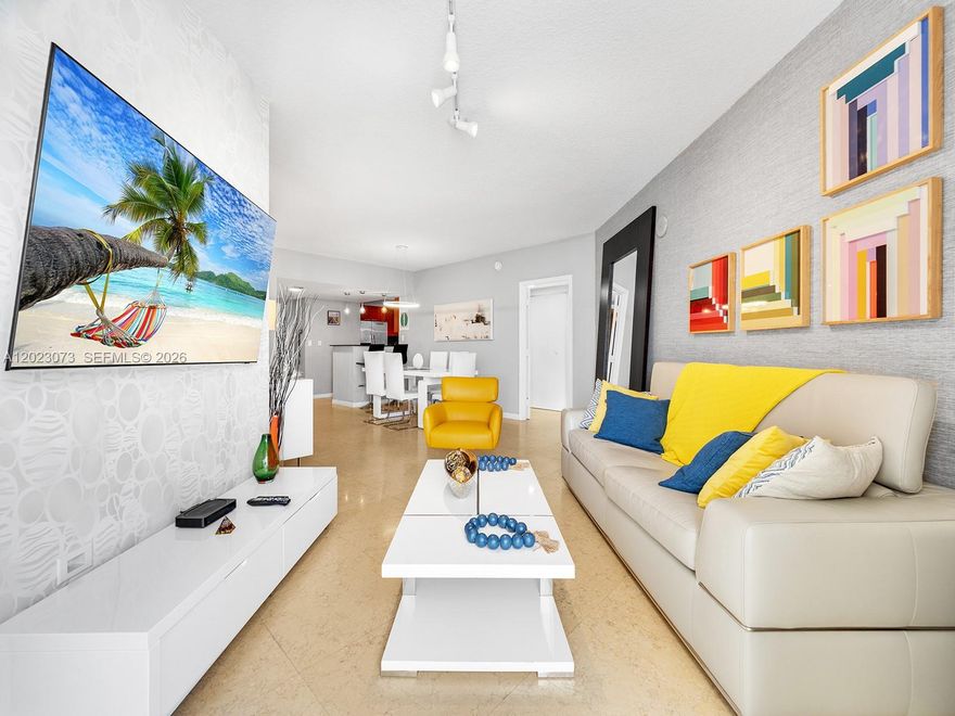 Enjoy breathtaking sunsets and top-notch amenities, including a beachfront pool. This stunning condo offers two bedrooms, two and a half bathrooms, and a den across 1,637 square feet, featuring marble floors, in-unit laundry, and three balconies with unobstructed views of the oceanfront and intercoastal. Perfectly located near the pier, fine dining, Bal Harbor Shops, Aventura Mall, Miami Beach, airports, and major highways. Investors will love the no rental restrictions, allowing short-term leases up to 12 times a year. This upscale, pet-friendly, oceanfront gem also includes valet parking for two vehicles.