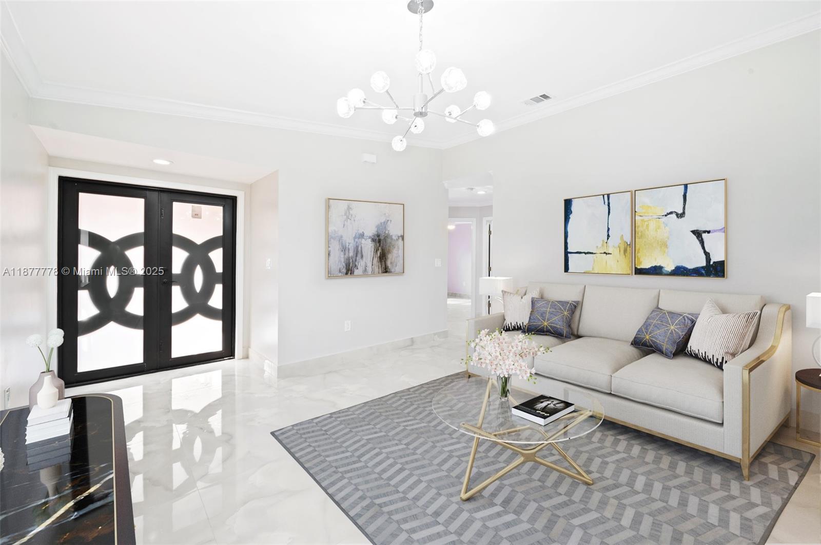 Completely renovated 4-bedroom, 2-bath home on a corner lot in Hialeah Gardens! This modern gem features new impact doors, tile flooring with baseboards, crown molding, recessed lighting, and built-in shelving throughout. The kitchen boasts new quartz countertops, cabinets, a kitchen island, and brand-new GE appliances. Both bathrooms are fully upgraded with new vanities, toilets, tubs, rain shower in the master, and anti-fog mirrors. Additional upgrades include a full home generator, AC coil system, new water heater, and a custom backyard terrace with city permits. Conveniently located near “A” schools, shopping, and major highways. Schedule your tour today!