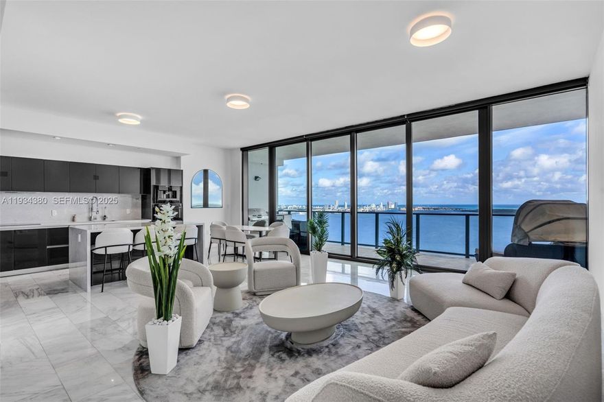 This high-floor corner residence at Echo Brickell offers 1,625 sq ft of elevated luxury living with a 2-bedroom plus den, 3-bath layout designed to impress. Soaring ceilings and floor-to-ceiling glass flood the home with natural light while showcasing breathtaking panoramic views of Biscayne Bay and the Miami skyline. The versatile den is perfect for an office or guest space, and the refined finishes and smart-home features create a seamless, modern living experience. With two assigned parking spaces and access to Echo Brickell’s world-class amenities—including a vanishing-edge pool, spa, state-of-the-art fitness center, concierge, and 24/7 services—this residence delivers privacy, style, and resort-level living in the heart of Miami’s most vibrant neighborhood.
