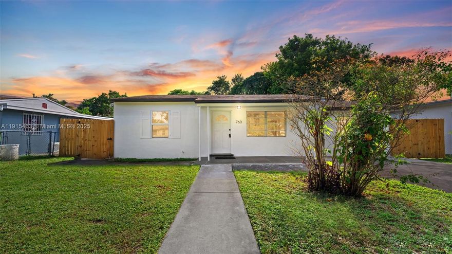 Welcome home to this beautifully and completely remodeled single-family residence at 760 NW 126 Street. This charming property offers 3 spacious bedrooms, 2 modern bathrooms, and an open concept living space perfect for families and entertaining. The heart of the home is a chef-inspired kitchen, featuring brand-new stainless-steel appliances, sleek countertops, and ample cabinet space. Step outside to discover a truly expansive, private yard—an ideal canvas for a pool, a secure play area for children and pets, or simply a tranquil space for outdoor enjoyment. Room for boat and RV. The property boasts modern flooring throughout, updated bathrooms, and contemporary finishes, creating a move-in ready experience. Property even has possibility for income potential.
