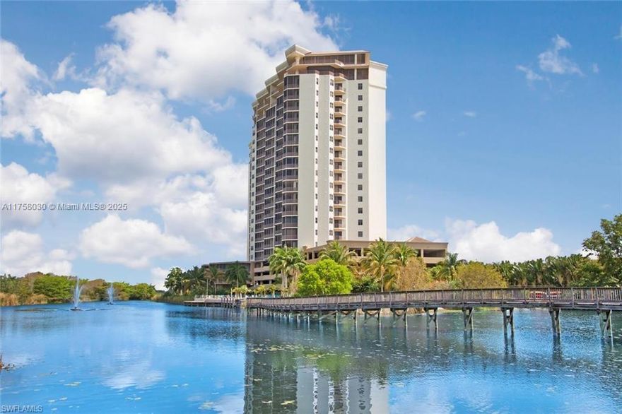 Discover a Unique Penthouse above the amenity center in Riva Del Lago!Experience a truly unique home that makes you feel like you're on your own private island!This exceptional residence boasts 2 Luxury master suites+Den,easily convertible to a 3rd bedroom.Nestled on the top floor of the Amenities building,it offers breathtaking views of Lakes Park & lush preserve,making you feel like you’re on an island,from an expansive wrap-around lanai.(One of the Largest lanai in Community)Enjoy added privacy with a rare interior entrance,a spacious great room design,and high-quality finishes.Custom designer tray and coffered ceilings enhance the elegant ambiance,while the community amenities pool,spa,fitness center,& direct access to Lakes Park bring convenience and activities right to your doorstep.