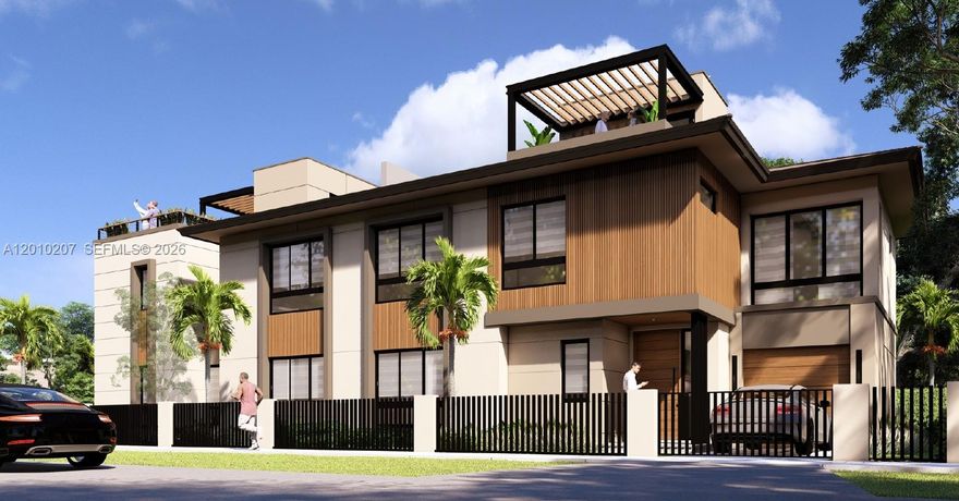 Modern new construction townhouse in OSCEOLAS offering 4 bedrooms and 3.5 bathrooms with premium finishes throughout. Designed for seamless indoor-outdoor living, this residence features a covered BBQ terrace and an expansive rooftop with pergola. Interior highlights include ceramic tile flooring on the first level, luxury vinyl upstairs, impact windows and doors, and high-end appliances. Additional features include EV-ready infrastructure, dual 200 AMP panels, and smart-ready systems. No HOA. Centrally located near Brickell, Coral Gables, and Miami International Airport.