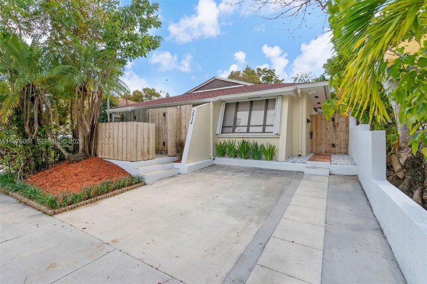 Fully upgraded and move-in ready 2-bedroom, 2-bath half duplex in highly desirable Coconut Grove. This beautifully renovated home was completely updated in 2020, including a new roof (October 2020), offering peace of mind and modern comfort throughout.
Step inside to an open-concept floor plan with soaring high ceilings that create a bright and airy living space. The updated kitchen features granite countertops, stainless steel appliances, and ample cabinetry — perfect for everyday living and entertaining. Spanish tile flooring runs throughout the home, adding warmth and character.
Both bathrooms were fully renovated with new vanities, shower, tub, and toilets. Electrical system has been completely redone, including panel, outlets, switches, and lighting fixtures.
Enjoy outdoor living in your private, fully fenced backyard featuring tile and artificial turf for low-maintenance upkeep. Additional features include a Wyze outdoor floodlight system and a termite tent treatment completed in 2020.
No HOA, no maintenance fees, and no approval process required.
Note: Shed is excluded from the sale.