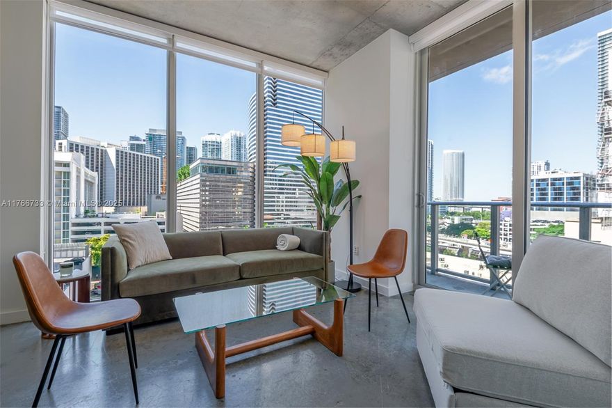 Don't miss the Opportunity to rent this beautiful and cozy two bedrooms and two bathrooms apartment in the heart of Miami. A stylish luxury Building with an urban design very well located close (walkable ) to many dinning, coffee shops, convenience stores, entertainment and more.  The Apartment is fully furnished to accommodate 4 to 5 people, fully equipped kitchen, washer and dryer inside the unit and the convenience to rent it seasonal.
Amazing City view, it counts with an open concept living area. Building count with great amenities including a rooftop pool, fitness center with view, sauna/steam room, club area, desk for co working and ping pon area.
Call Agent for more info about renting periods, flexible terms, one month minimum renting period up to 6 months.