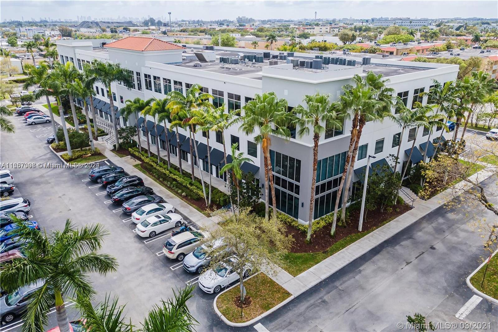 Beautiful contemporary 3rd-floor office with floor-to-ceiling glass windows with a modern look. 1828 SQ FT under A/C and kitchen area. Desks with tables and chairs are an option. 4 bathrooms and elevators are available in the
building. High ceilings with a majestic look and a lot of natural lighting. Great location, located in the heart of
Downtown Doral, is near multiple restaurants, shops, and the Palmetto Expressway. The building offers a large
free parking lot for all visitors and employees. Ideal for many uses especially medical. Some restrictions apply to
the type of businesses allowed by the association, please ask the Listing Agent for more info.