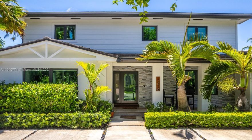 Enjoy this 2018 fully renovated waterfront home nestled at the end of a cul-de-sac in the gated community of Gables by the Sea. The home has 110 ft sea wall with one of the largest docks in the neighborhood, equipped with 100 AMP power & a new dock accommodating yachts up to 100 ft with quick access to open waters and no fixed bridges! The residence offers a gym, steam room, walk-in butler’s pantry, chef's kitchen, home office, an oversized sunroom, a garage and a 65 kW generator. This tropical oasis features exotic palm trees from around the world, a butterfly garden/kids playground, a saltwater pool/jacuzzi, and a BBQ area. This exclusive neighborhood offers a designated park and is within minutes from Deering Bay and top-rated private and public schools, including Gulliver Preparatory.