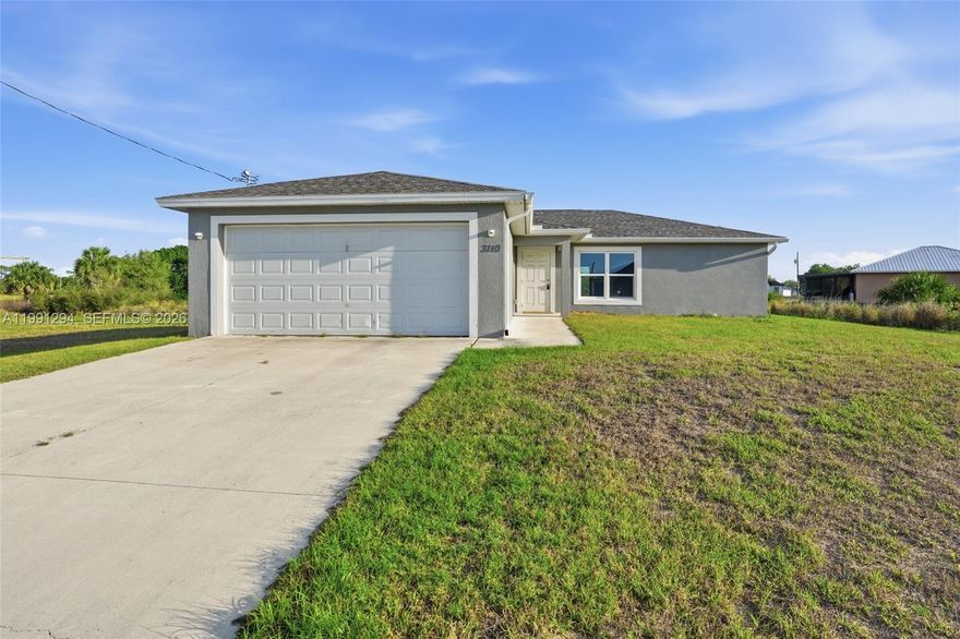 Welcome to this beautifully designed 3-bedroom, 2-bathroom home situated on a spacious 0.28-acre lot, offering the perfect blend of comfort, space, and convenience. Step inside to an open and inviting layout featuring a modern kitchen, spacious living area, and plenty of natural light throughout—ideal for both everyday living and entertaining. The split floor plan provides added privacy, making it a great fit for families. Enjoy the outdoors with a generously sized yard offering plenty of room to add a pool, fence, or create your own backyard oasis. Conveniently located near local schools, this home is a great option for families looking for both comfort and accessibility. You’ll also love the location—just a short drive to Fort Myers for shopping, dining, and entertainment, and within reach of Miami for weekend getaways or work opportunities. Whether you’re a first-time homebuyer or looking for your next move, this property offers the space, location, and potential to truly make it your own.