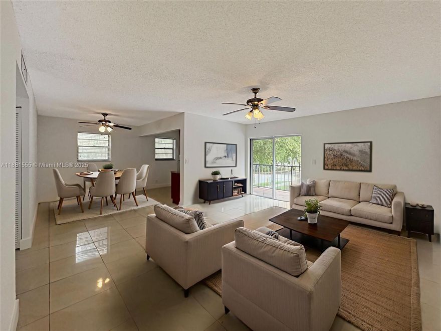 State-of-the-art 2-bedroom, 2-bath corner unit with modern updates! Features laminate and tile flooring, updated baths and kitchen, and abundant natural light. Enjoy three walk-in closets plus extra storage by the laundry. All windows include custom blinds and hurricane shutters. Ceiling fans in every room and Google Nest climate control (app required).
Spacious balcony ideal for morning coffee or evening drinks. Just a 5-min walk to Downtown Hollywood nightlife, shopping, and dining. Only one mile from the beach with access to the free “Sun Shuttle” (app required) and 50% off beach parking. Includes one assigned parking spot, eight guest spots, and water, garbage, basic cable, and lawn care. Cats and caged birds allowed with association approval. Pictures have been virtually staged.