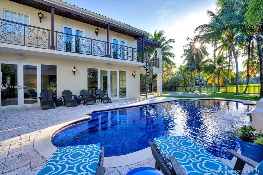 Located on the Southernmost Point of La Gorce Country Club sits this Mediterranean Marvel with Timeless Charm and Modern Upgrades throughout. Upon entry to this 5 Bed 5.5 Bath home you are greeted by a vaulted foyer leading to spacious living spaces including a chef’s kitchen with dual appliances throughout, formal dining room, media room with built in quartzite bar, guest bedroom and office all run by Control 4 Smart Home. Upstairs you have 4 bedrooms + laundry room including the expansive Master Suite & terrace overlooking the course. Enjoy endless sunset’s from your oversized backyard with pool, summer kitchen with dining and kids play area. The property is conveniently located just minutes from the beach, restaurants, parks and schools while offering a secluded golf course lifestyle.