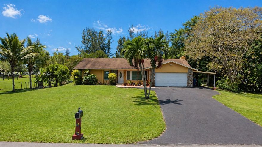Acre properties like this don’t come around often in Country Ranch Estates. Sitting on a full acre, this well-maintained home offers the space, freedom, and privacy today’s buyers are searching for without sacrificing convenience.

Inside, you’ll find approximately 2,000 sq ft with formal living and dining areas, plus a spacious family room anchored by a cozy brick fireplace perfect for everyday living or entertaining.

With impact windows and doors already in place and no HOA, the real value is outside: room to build your dream pool, guest house, park your RV or boat, and truly make it your own.

Located just off Miramar Parkway for easy access, yet tucked away enough to enjoy the quiet ranch lifestyle.

Opportunities like this are getting harder to find especially at this lot size.