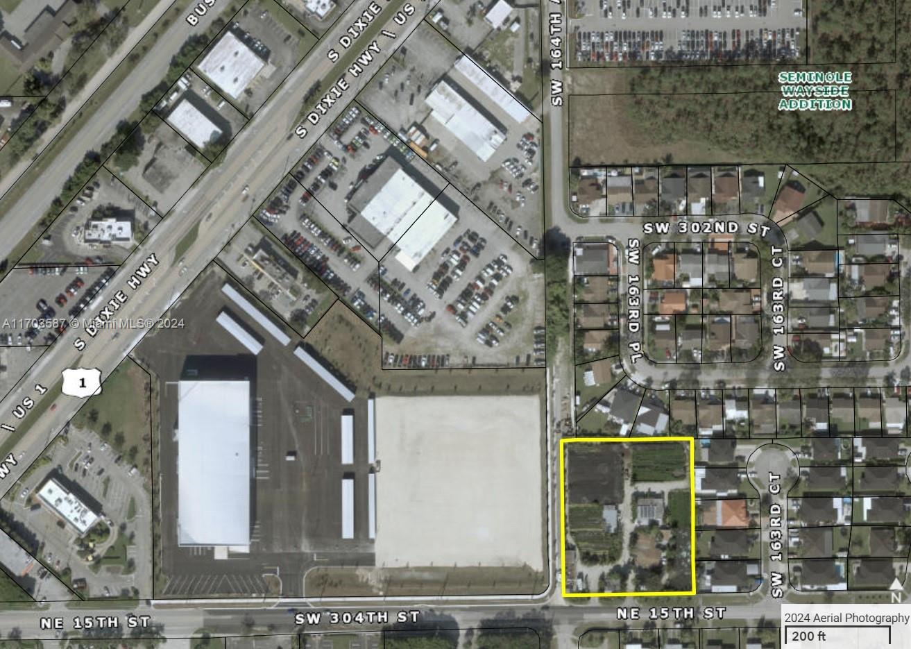 This is a fantastic South Dade 1.6 acre land, with a huge development chance in the heart of Homestead. It's one of the remaining undeveloped lots in the neighborhood with amazing potential. The property is a single lot directly fronting 304 Street and 164 Avenue. It is located near the Florida Turnpike and two blocks from US1. The Comprehensive Development Master Plan (CDMP) policies apply to this parcel. Uses permitted for this land include seven single-family dwellings, seven duplex units (14 single-family residences), commercial development (shopping plazas or commercial warehouses), and others. These potential construction projects have previously been examined and pre-approved by the city of Homestead.