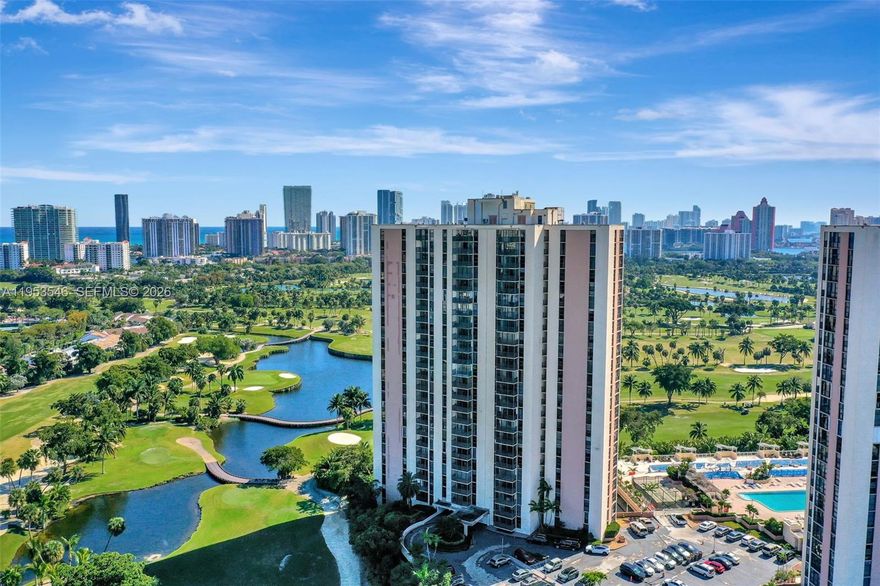 Panoramic views of the golf course and beyond greet you the moment you walk through the door! This residence offers an open, versatile floor plan in a gated community located in the heart of Aventura. Just outside the gated entrance, enjoy a scenic 3-mile fitness path near top-rated schools, the legendary Aventura Mall, and an array of top-notch dining options.
Spend your days at the beach just minutes away, or hop on the Brightline for quick access to Downtown Miami and all it has to offer. Prefer to stay home? Enjoy resort-style amenities including a heated pool, fitness center, and community room.
Additional highlights include one assigned covered parking space, ample guest parking, laundry facilities and storage conveniently located on the same floor. The 40-year certification has been completed, and there is currently no construction underway in the building. Amenities continue to be updated and are open for use.