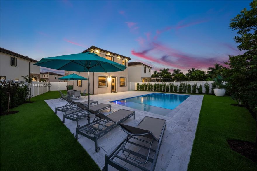 Experience modern luxury and resort-style living in this beautifully remodeled home in Aquabella!
Step into your private backyard oasis featuring a sparkling saltwater pool, travertine deck, and lush artificial turf—perfect for relaxation and entertaining. Inside, you’ll find a fully renovated kitchen, updated flooring, and stylishly redesigned bathrooms. A Tesla home charger adds convenience and sustainability.
Situated on one of the largest lots in the community, this home offers both space and privacy. Ideally located between Miami Lakes and Hialeah Gardens, you’re just minutes from premier dining, shopping, and entertainment. Residents enjoy access to two clubhouses, state-of-the-art gyms, resort-style pool, and kids’ waterpark—the ultimate family-friendly retreat.