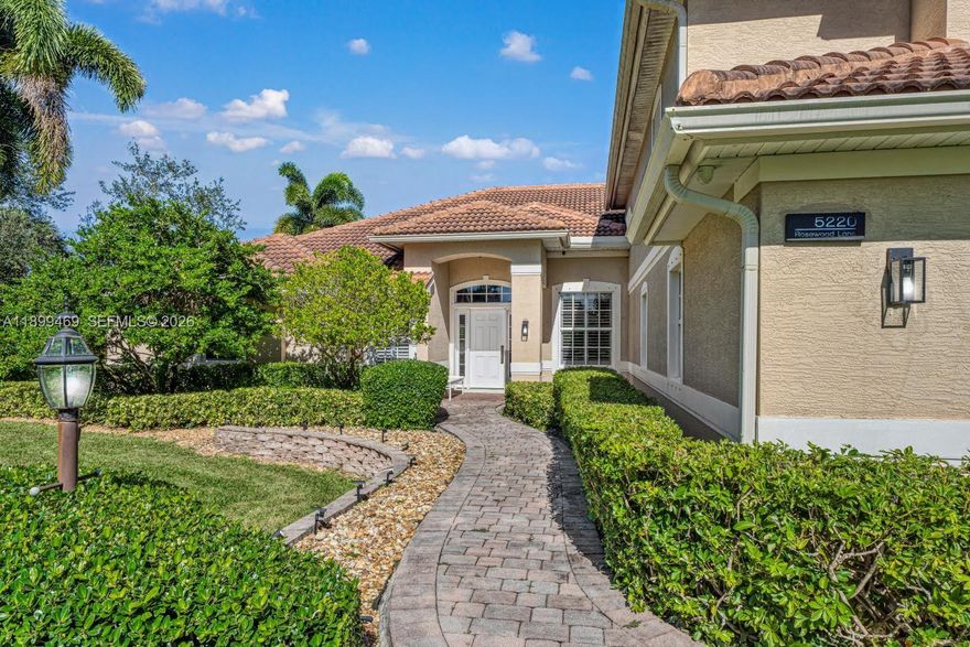 One of the largest open floor plans in Rosewood Court, a private gated community with pickle ball, tennis and basketball.This beautiful, spacious, bright, updated pool home has 3,853 s.f. with an upstairs open floor area and bathroom, for theater, huge office, exercise room or bedroom. Presently a 4bedroom/5bathroom home but could be made into 6 bedrooms. Remodeled, open concept living, dining, kitchen areas with stainless steel,induction stove,wine cooler, marble countertops and backsplash. French doors and plantation shutters, volume ceilings and surround sound system throughout. Two large offices. Oversized 3 car garage. Home sits on a lush, mature landscaped 1/2 acre.All 4 bedrooms and 3/1 baths are on the main floor. 60 solar panels have been installed to help eliminate electric bills.This private community is tucked away featuring lush landscaping and privacy, but close to all major Vero Beach shopping.
Home Warranty Contract until 9/29/29.