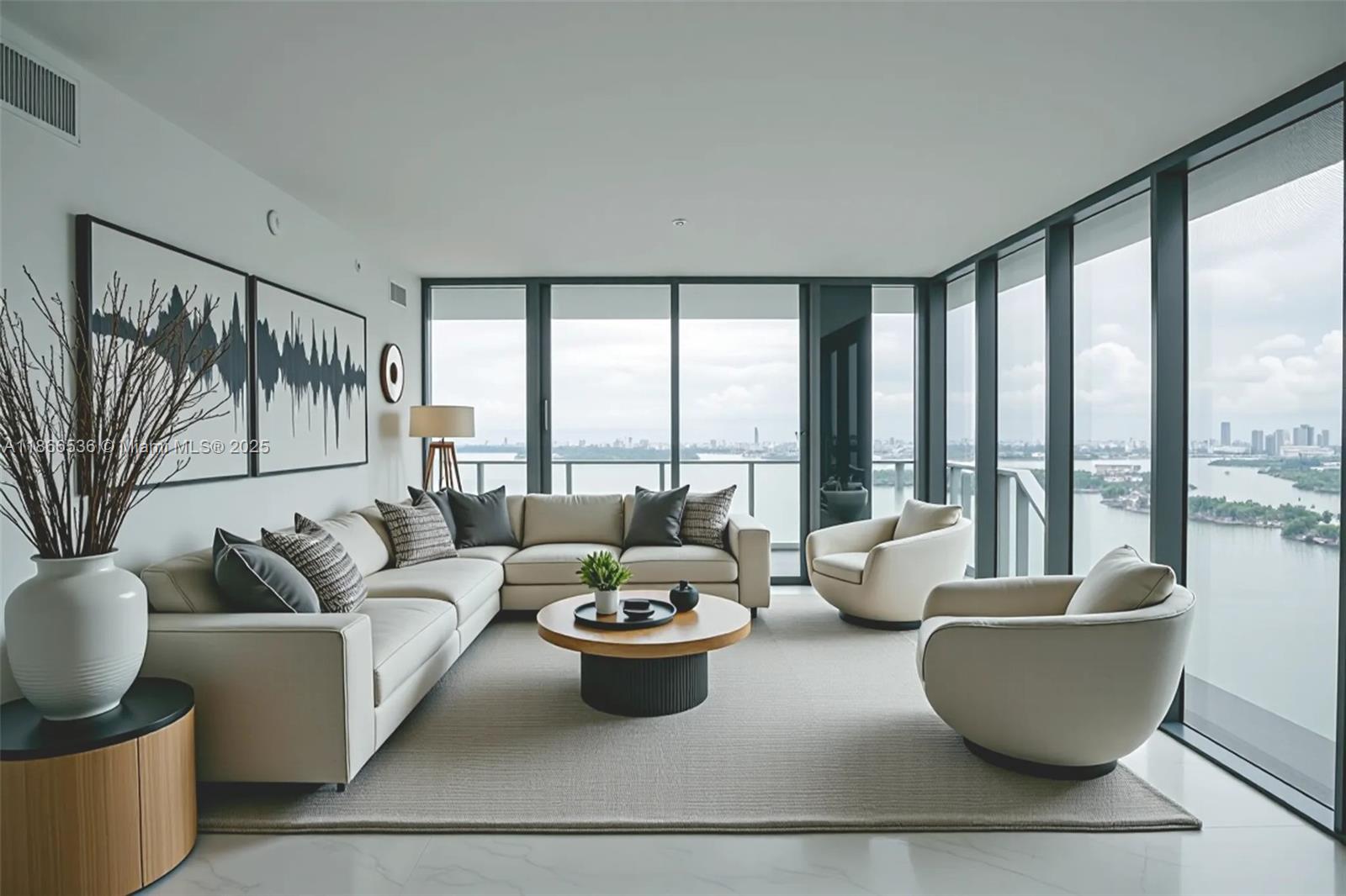Experience elevated living from the 55th floor of Aria Reserve, where panoramic, unobstructed water views stretch endlessly across Biscayne Bay.This expansive 4-bedroom, 5-bathroom + office and staff room. Residence features floor-to-ceiling windows, seamlessly blending indoor elegance with the beauty of the waterfront. Enjoy oversized terraces that flow effortlessly from the living areas and the primary suite, offering the perfect setting for relaxing or entertaining with breathtaking views. Enjoy exclusive features of resort-style amenities such as private sports marina, tennis, paddle/basketball courts, whirlpool spa with private solarium deck, three stunning pools, theater with professional audiovisuals and theater-style seating, mini golf, state-of-the-art fitness center and much more