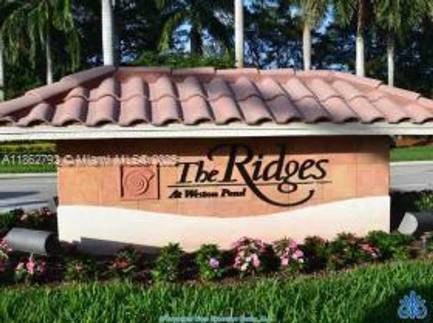 NICE ONE STORY HOME W/2 CARS PARKING GARAGE AND 2 DRIVEWAY SPACES.
KITCHEN W/GRANITE TOP, STAINLESS STEEL APPLIANCES, WOOD FLOORS IN BED ROOM, TILED COVERED PATIO AND SCREENED.
ENJOY GATED COMMUNITY OF THE RIDGES  W/COMMUNITY POOL, CLUB HOUSE, PARKS, TENNIS AND BASKETBALL COURTS, 2 POOLS, BBQ, ETC..
WESTON A+ RATED SCHOOLS, WALKING DISTANCE FROM WESTON LIBRARY, CLOSE TO 1-75, MAYOR ROADS AND SHOPPINGS.