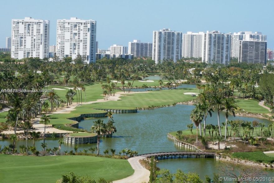 Amazing unit of 2 bedrooms + 2 bathrooms with an espectacular panoramic view of the Aventura Golf and the water.  Close to the Aventura Mall, restaurants, shoppings and A+ school.