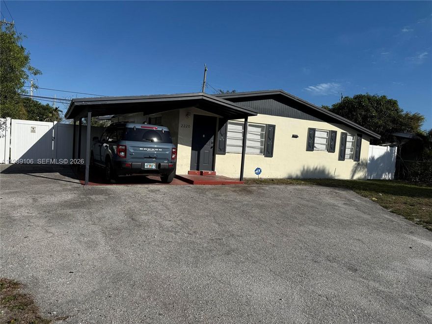Nicely updated 4 bedroom, 2 bath home in Pompano Beach.  Kitchen has real wood cabinetry and granite counter-tops.  Bathrooms have also been updated.  Home has a carport as well. Fresh paint inside and out.  Great 4 bedroom home.  Seller motivated.