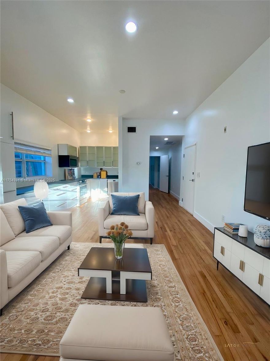 Upgraded condo in the heart of South beach, featuring wood floors , plenty of kitchen cabinets, stainless steel appliances, assigned parking space, washer and dryer in the unit, large customized closet with frosted glass doors and renovated bathroom.Location is very quiet, only a few steps from Flamingo park and few blocks from the beach