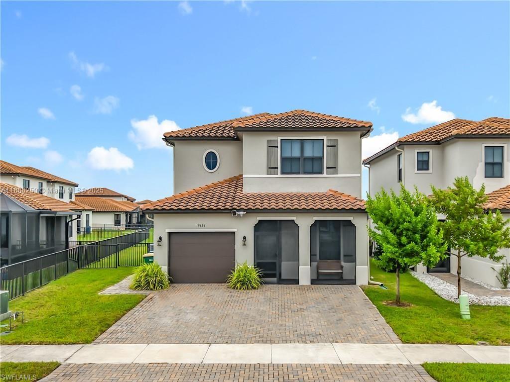 New to market: Encinitas model on oversized lot in Silverwood at Maple Ridge, Ave Maria’s award-winning community. This 4 bed, 3.5 bath + loft home offers 2,200+ sqft with master on 1st floor. Kitchen features quartz counters, white shaker cabinets, breakfast nook, ample counter space, and sink with lake views! Upstairs has 3 bedrooms, 2 baths, and a spacious loft. Enjoy screened front porch, large backyard lanai with pan roof, and fully fenced yard with plenty of play space. Maple Ridge residents enjoy a clubhouse with pool, gym, sauna, party room, billiards, dog park, and more, plus waterpark, trails, town gym, sports parks, tennis, pickleball, shopping, and dining nearby.